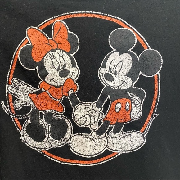 Disney Mickey and Minnie Black T Shirt - Picture 4 of 5